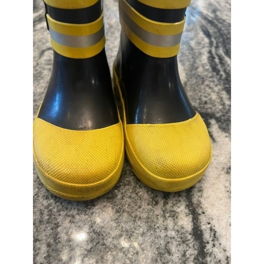 Lone Cone Rain Boots Toddler Size 6 Black Yellow Firefighter Fire Dept 208